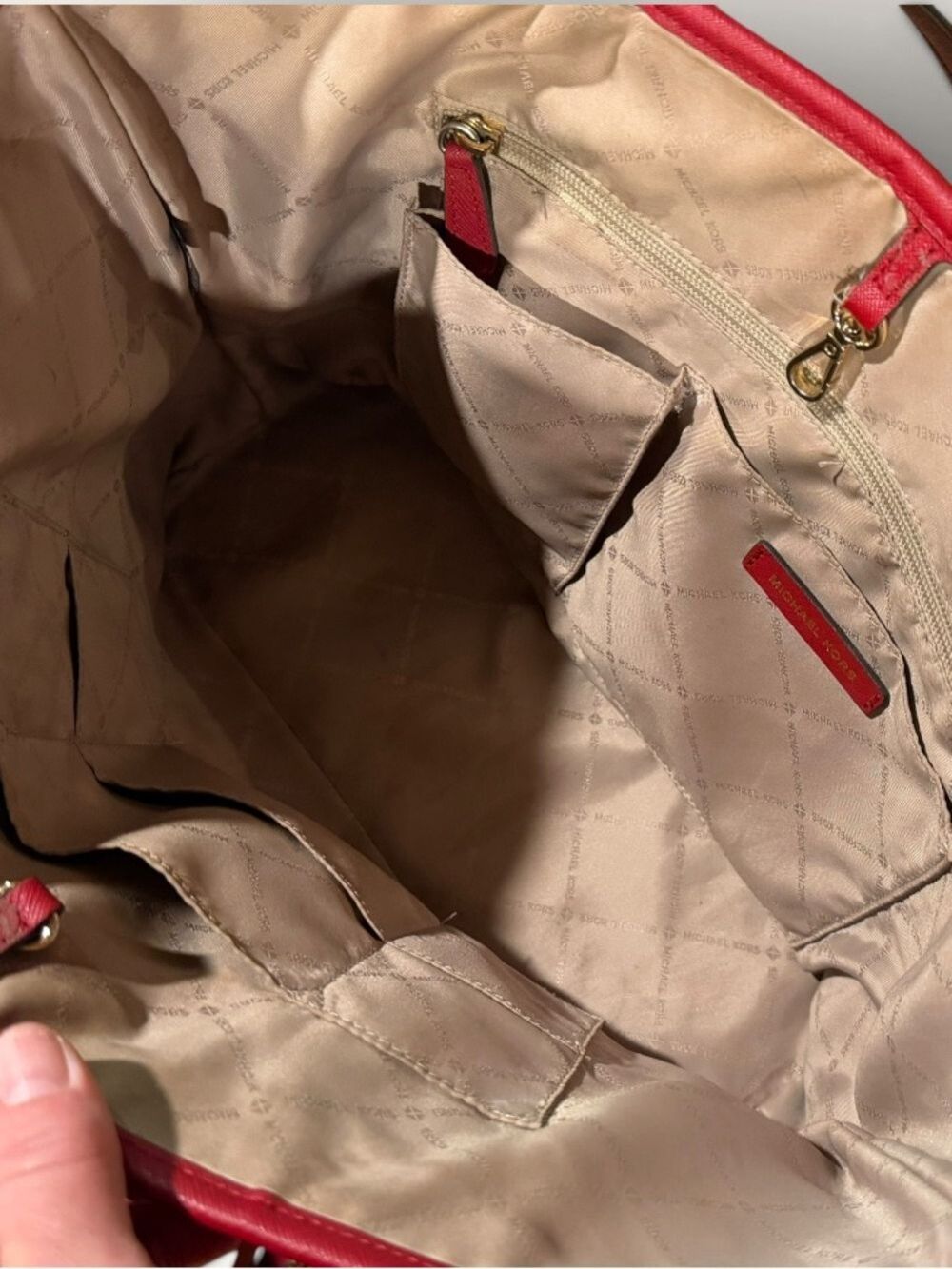 Michael Kors Red Saffiano Tote Bag - Picture 11 of 13